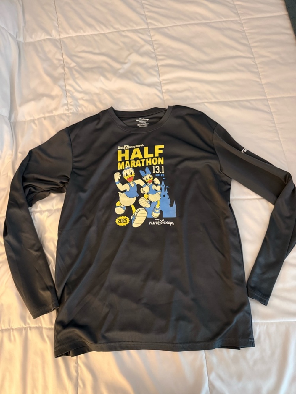 Disney Men’s Long Sleeve Half Marathon Shirt - Black and Yellow